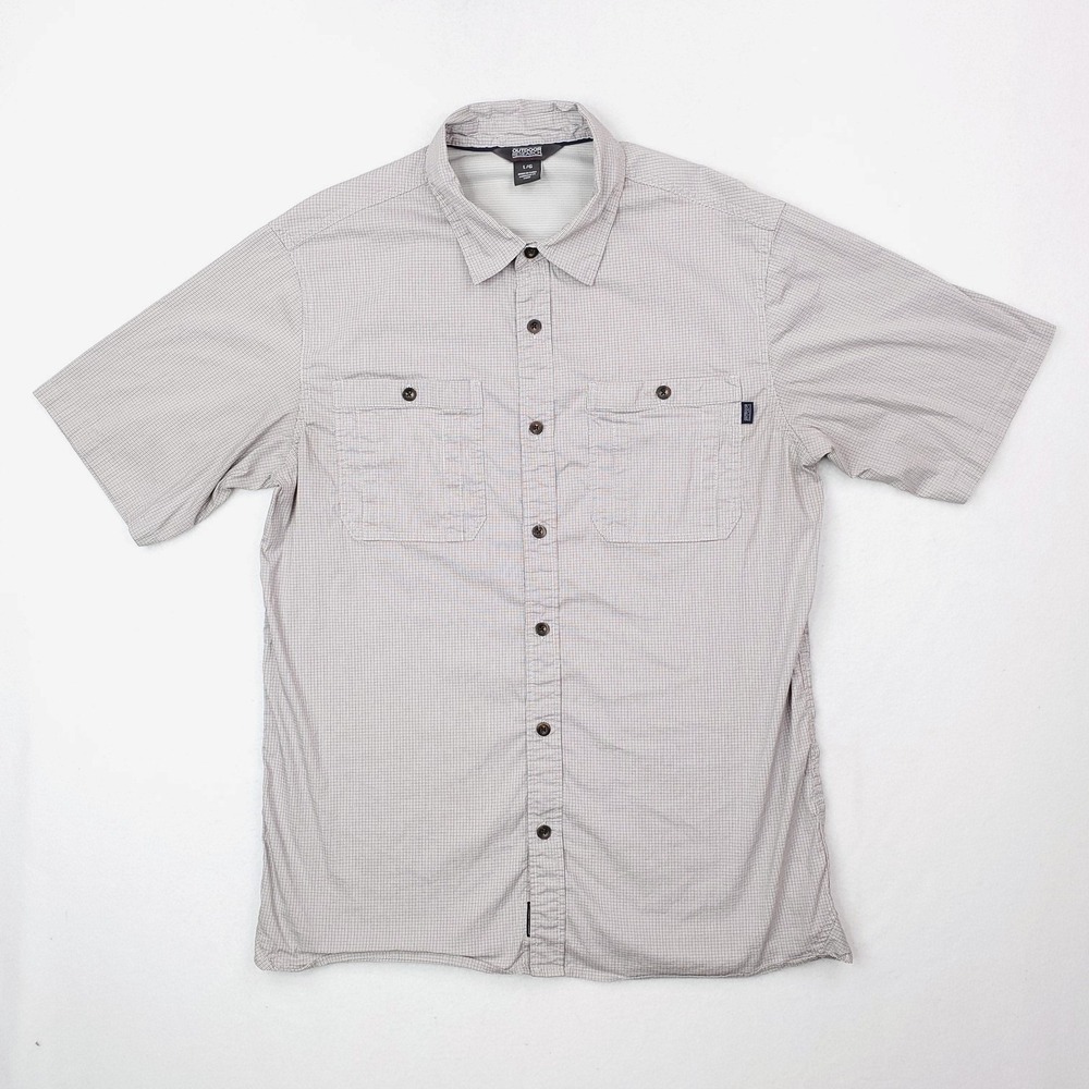 Outdoor Research Shirt Mens Large Gray Onward Check Short Sleeve Adventure